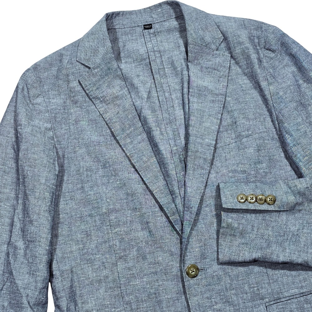 J.Crew Ludlow Sport Coat Mens 36R Grey Blue Cotton Linen Slim Somelos Preppy Ivy